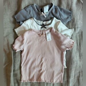 H&M Set of Three Ribbed Short Sleeve Tops